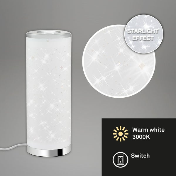LED Tischleuchte Starlight-Effekt 1xGU10 5W IP20 Ø13cm weiß-chrom Briloner