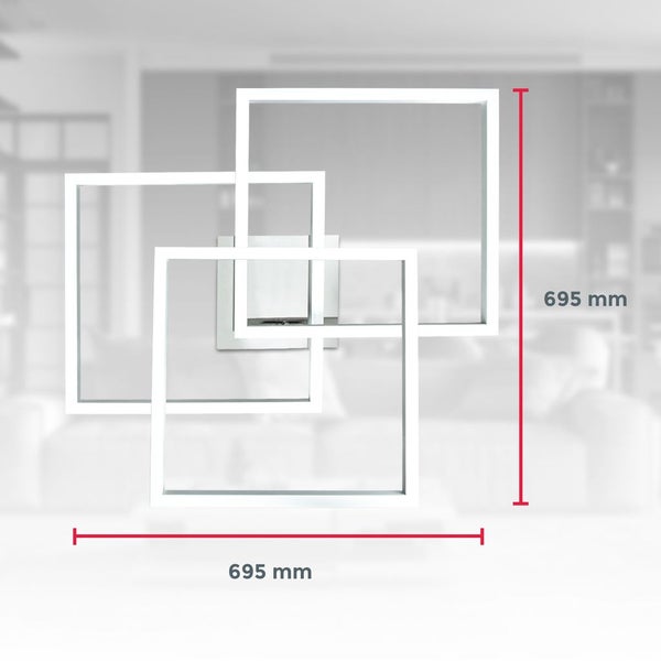 Deckenleuchte 69,5x69,5 cm - 48W, 4800lm, LED, smart, dimmbar, CCT, RGB, silberfarbig