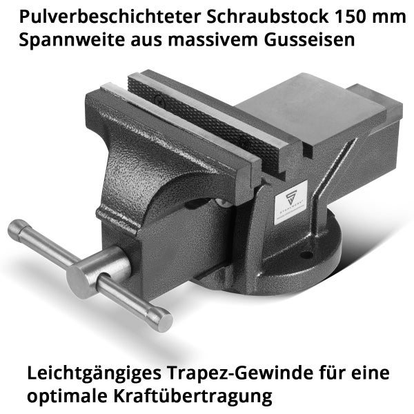 Pulverbeschichteter Schraubstock mit 150 mm Spannweite aus Gusseisen