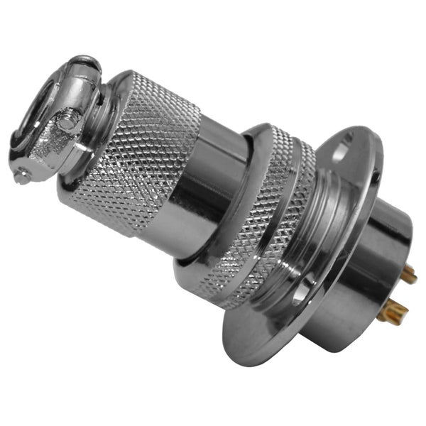 Runder Metall Stecker für elektrische Verbindungen mit Rändelung für festen Griff