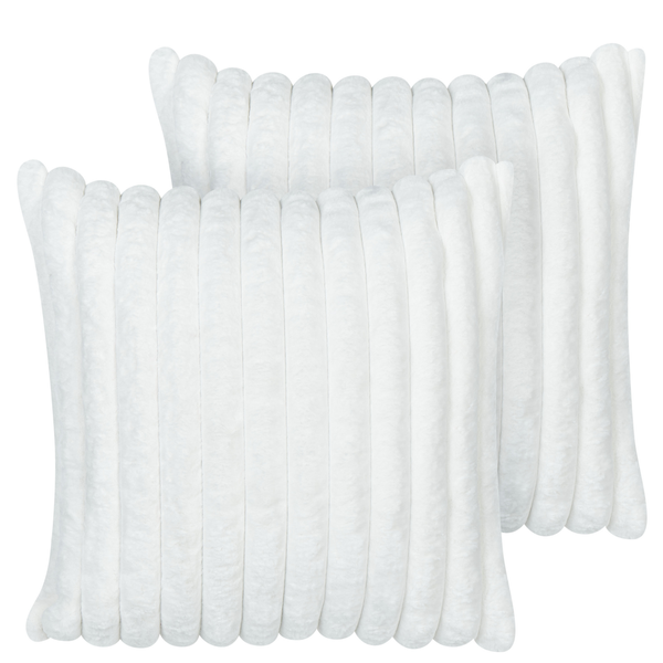 Dekokissen 2er Set RAKYA Webpelz 45 x 45 cm Weiß Streifenmuster