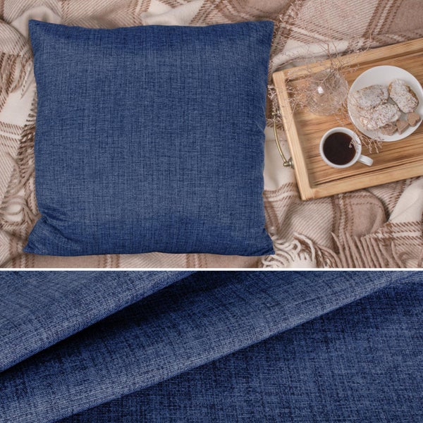 Kissenhülle Jeansblau 50x50cm ohne Füllung Leinenoptik