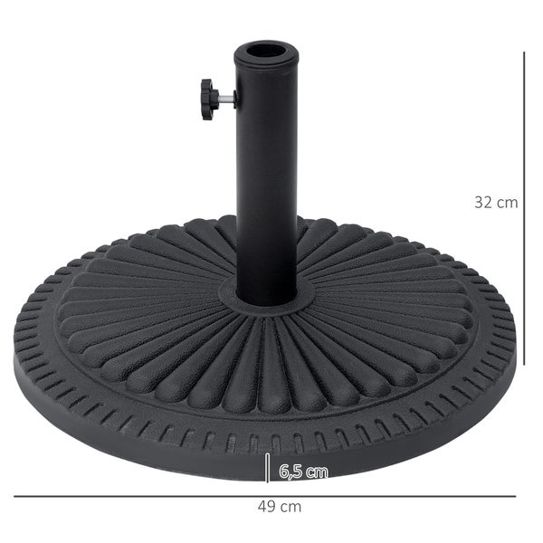Outsunny Sonnenschirmständer 14 kg Schirmständer für Sonnenschirm rund Schirmstangen 35-48 mm Sonnenschirmfuß für Garten Terrasse Balkon Zement Ø49 cm Schwarz