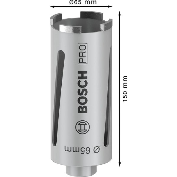 Bosch Pro Diamant-Bohrkrone, Durchmesser 65 Millimeter, Länge 150 Millimeter