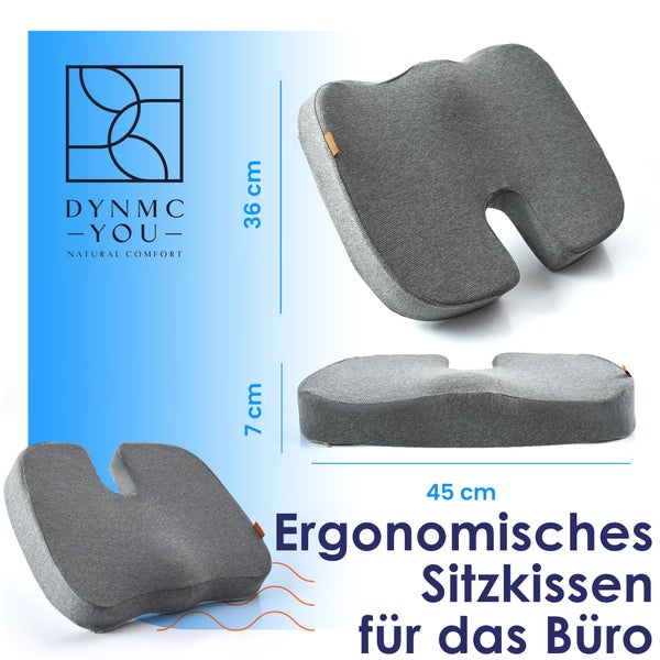 DYNMC You Ergonomisches Sitzkissen Bürostuhl - Mittelhart H3 - Test SEHR GUT - [MIT PHYSIOTHERAPEUTEN ENTWICKELT] - Sitzkissen Stuhl Entlastet Rücken & Erhöht Sitzkomfort