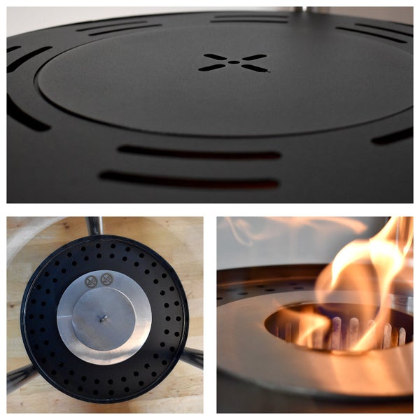 GLOW FIRE Ethanol Kamin 'Visby' | Ethanolofen in schwarz mit 6 Std. Brenndauer und 2 KW Heizleistung | HxD: 100 x 32,5 cm