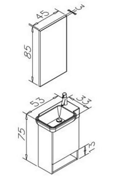 Badmöbel für Gäste Wc Kleine Bäder Unterschrank mit keramik Waschbecken 53x33 Badezimmer Möbel Kreabad