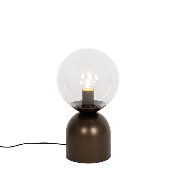 Hotel-Chic-Tischlampe aus dunkler Bronze mit klarem Glas – Pallon Trend