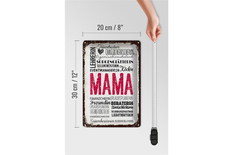 Blechschild Spruch Mama Lehrerin Freundin Köchin 20x30cm