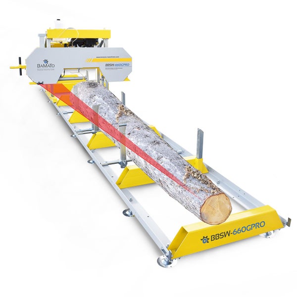 BAMATO Blockbandsäge BBSW-660GPRO mit Baumstamm