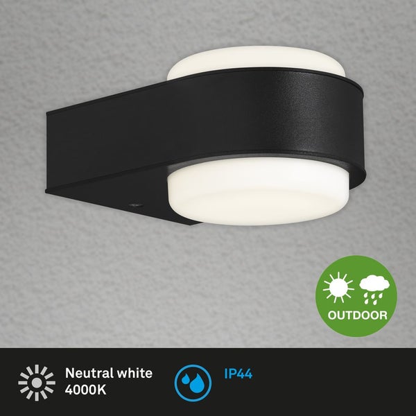 LED Außenwandleuchte UP-&Downlight 4000K schwarz 6,5W IP44 Kunststoff Briloner