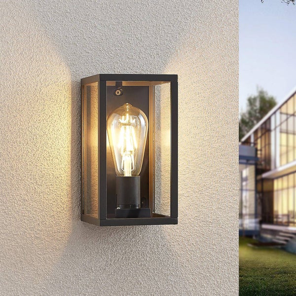 Lindby Wandleuchte außen Filimon (spritzwassergeschützt (Modern) in Schwarz aus Aluminium (1 flammig, E27) - Außenwandleuchten Wandlampe Led Außenlampe Outdoor für Außenwand/Hauswand