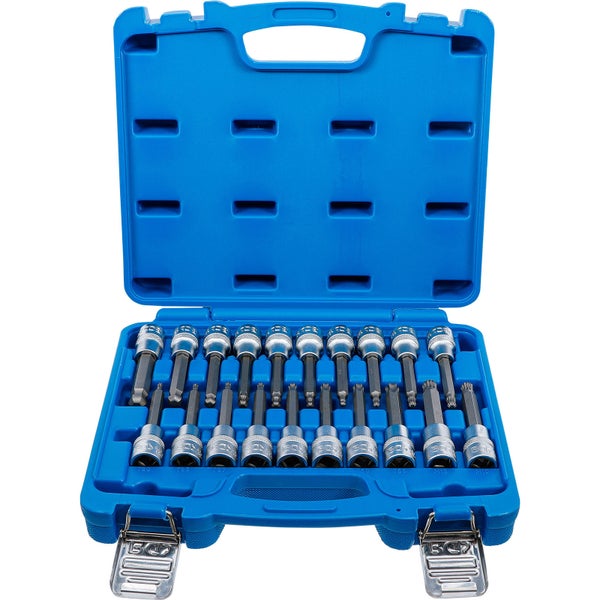 BGS Bit-Einsatz-Satz Antrieb Innenvierkant 12,5 mm (1/2) Innensechskant, T-Profil (für Torx), Innenvielzahn (für XZN) mit Kugelkopf 20tlg. - 5170
