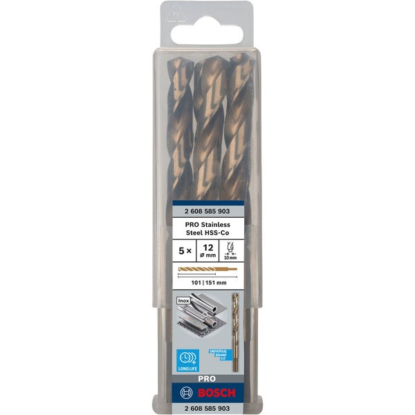 Bosch PRO Stainless Steel HSS-Co Spiralbohrer 12 x 101 x 151 mm - 2608585903