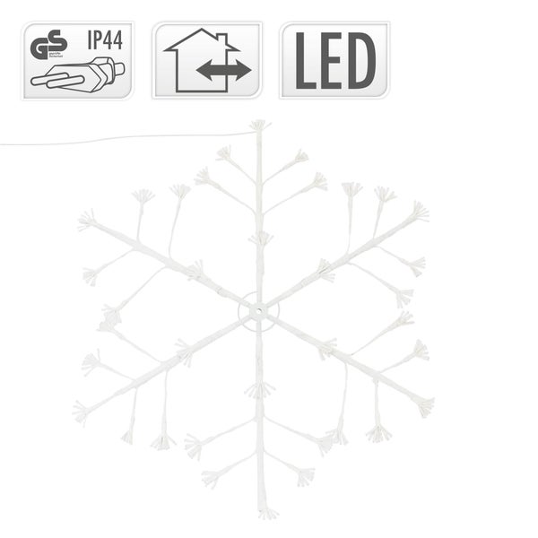 ECD Germany LED-Schneeflocke mit 288 warmweißen LEDs, 87cm, Dekorative Hängende Weihnachtsbeleuchtung für Innen/Außen, IP44 Wasserdicht, Fenstersilhouette Fenster Deko Lichterkette für Weihnachten