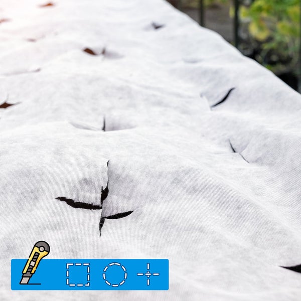FLOORDIREKT Unkrautvlies Ground Control - Weiß - Universales Mulchvlies - Rollenware - 50 g/m² - 1,5 x 9 m