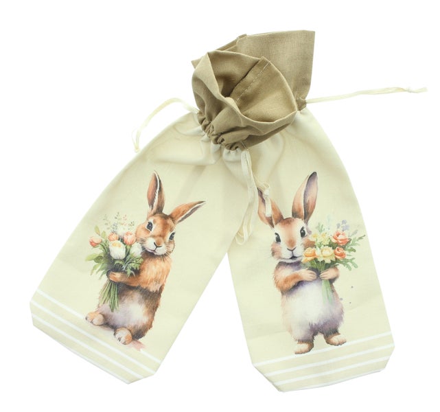 FRANK FLECHTWAREN|Geschenkbeutel Blumenhase, 2er Set, 14 x 35 cm, POLYESTER