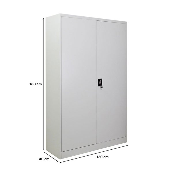Stahlschrank mit Schiebetüren und den Maßen 180 x 120 x 40 cm