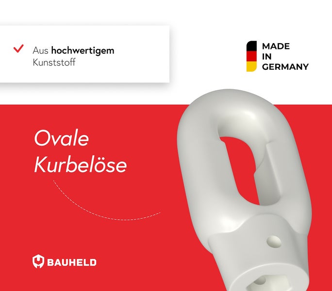 Ovale Kurbelöse aus hochwertigem Kunststoff, hergestellt in Deutschland