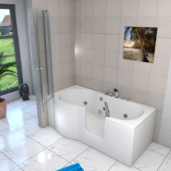 Seniorendusche und  Wanne mit Whirlpool S12D-EH-WP-R 85x170 cm