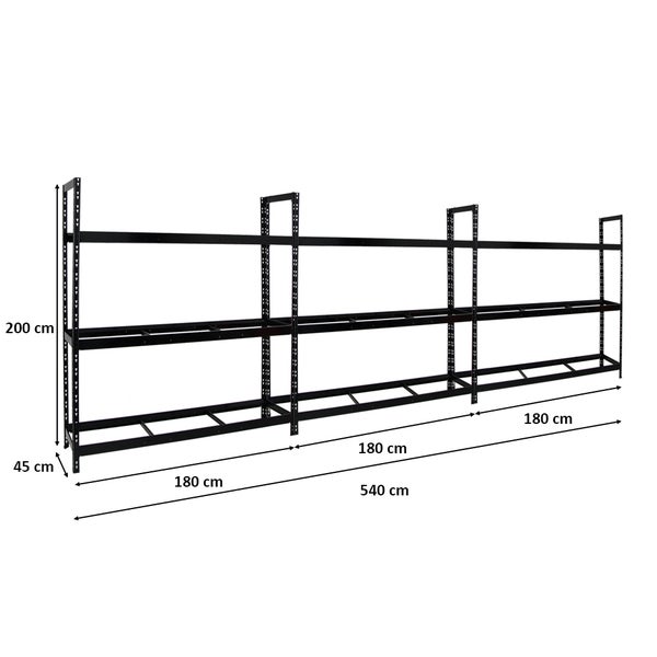 PROREGAL Mega Deal 3x Reifenregal Tiger XL HxBxT 200 x 180 x 45 cm Bis Zu 63 Reifen Schwarz