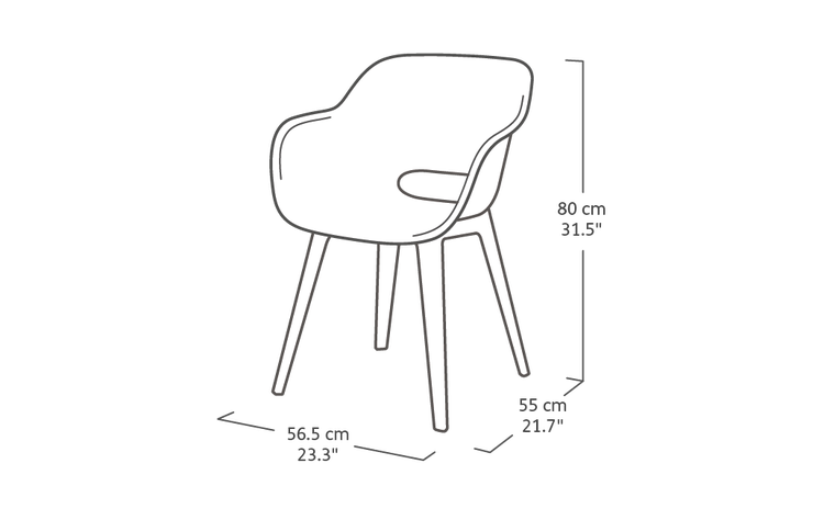 Akola Stuhl 2er-Set, 55x56x80 cm, ergonomisch, wetterfest, aus Kunststoff, modern für draußen