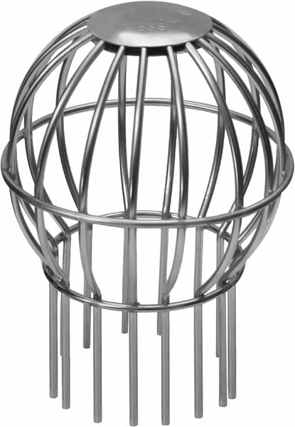 Laubfangkorb aus Edelstahl für Dachrinnen-Fallrohre.