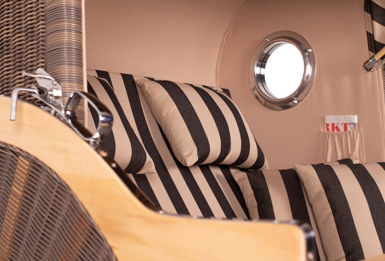 Strandkorb Westerland Teak Bullauge PE grey Dessin 581