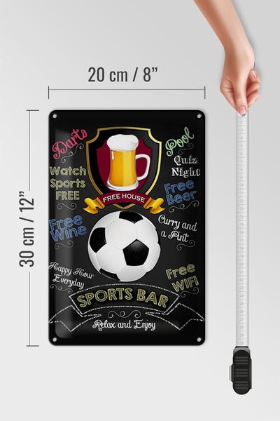 Blechschild Spruch 20x30cm sports bar free wine darts pool