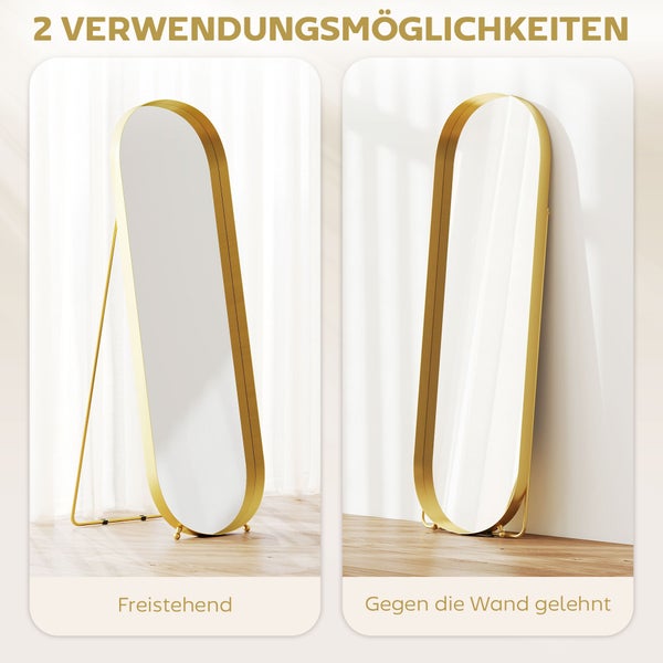 Ovaler Standspiegel mit zwei Aufstellmöglichkeiten