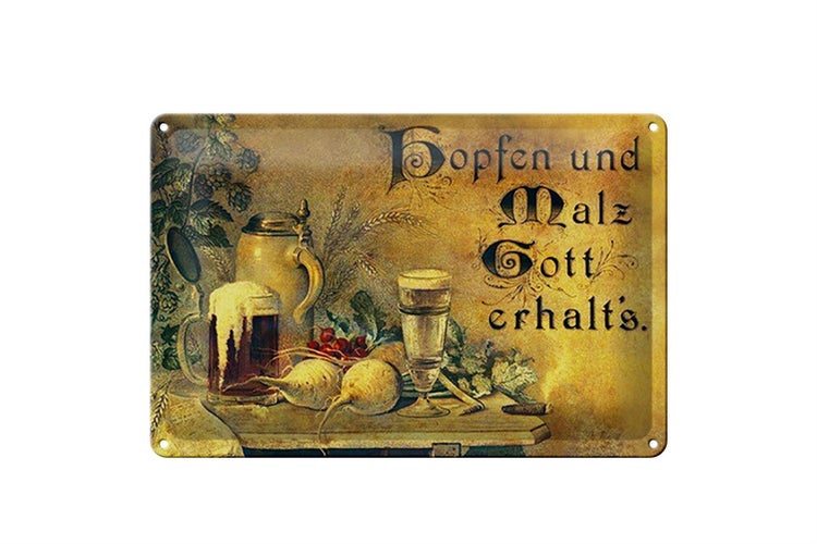 Blechschild Spruch 30x20cm Hopfen und Malz Gott erhalt´s