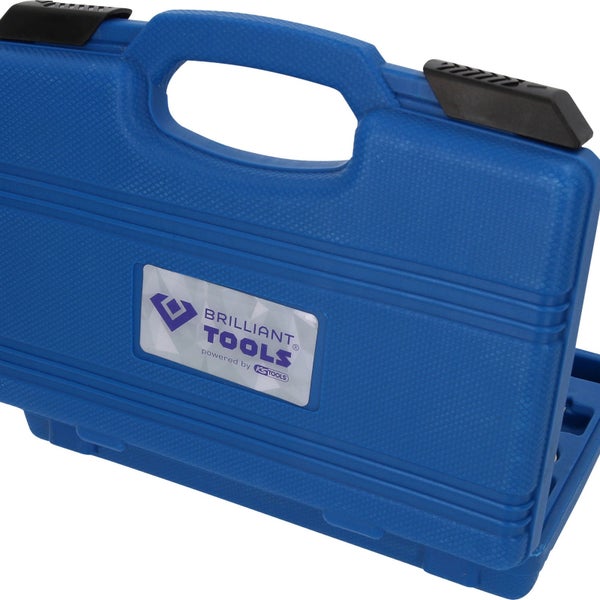 Blauer Werkzeugkoffer aus Kunststoff mit Brilliant Tools Logo