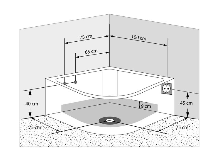 Dampfdusche mit Whirlpool-Badewanne, Massagedüsen, Handbrause und Kopfbrause hinter Glasfronten.