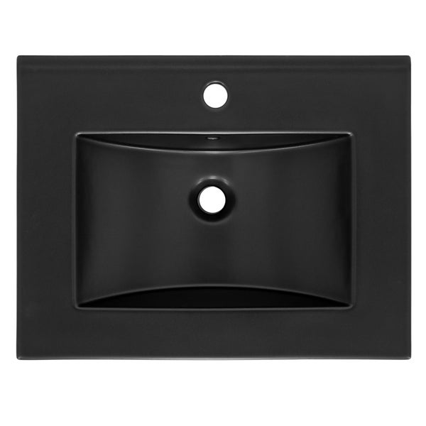 ML-Design Waschbecken Keramik Schwarz matt 61,5x17,5x47 cm Eckig, Einbauwaschbecken mit Hahnloch und Überlauf, Aufsatzwaschbecken Einbauwaschtisch Waschschale Handwaschbecken, für Badezimmer/Gäste-WC