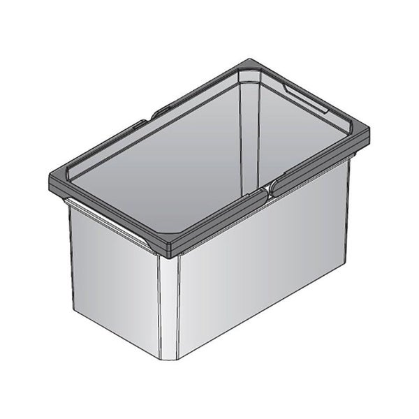 Rechteckige Aufbewahrungsbox aus Kunststoff mit offenem Deckel und verstärktem Rand.