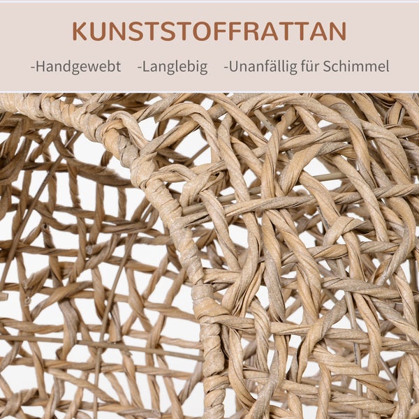PawHut Katzenhaus aus Rattan, Ø52 x 58 cm, PE-Rattan, Natur