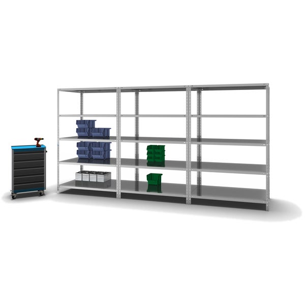 PROREGAL Fachbodenregal Schraubsystem Heavy-Duty Grundregal HxBxT 200 x 130 x 80 cm 5 Ebenen Fachlast 350 kg Beidseitig Nutzbar Verzinkt