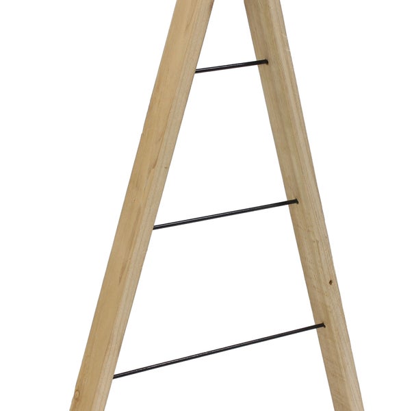 Dekorative Holzleiter mit drei Stufen aus Metall zur Verwendung als Handtuchhalter oder Wohnaccessoire