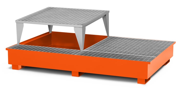 R+R Industrietechnik Typ RTA-21 Auffangwannen für IBC aus Stahl mit Abfüllbereich RAL 2004 reinorange