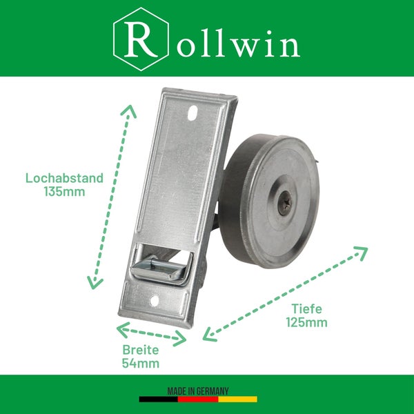 Rollwin Rolladen Gurtwickler Unterputz 135mm Lochabstand - aus Deutschland - mit Gurtwickler Blende Weiß - ohne Gurt - für 23mm Rolladengurt geeignet - Rollo Wickler mit Abdeckblende
