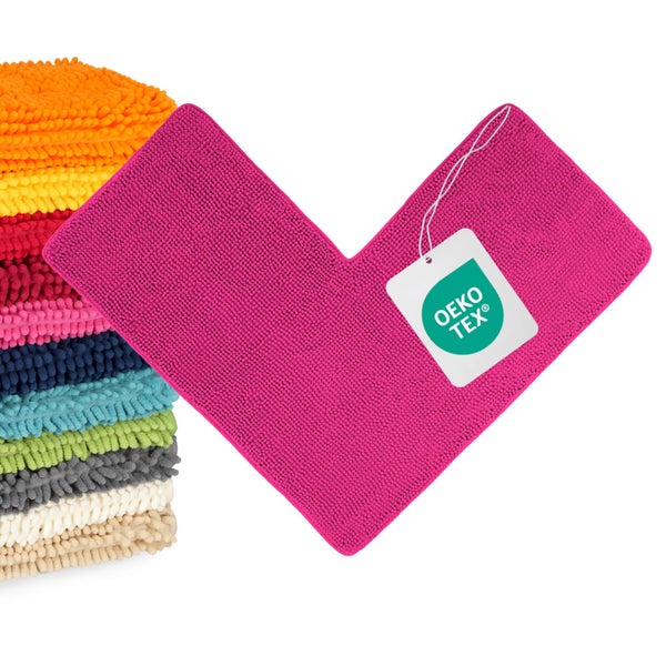 Toilettenvorleger aus Chenille mit OEKO-TEX Zertifikat für Schadstoffprüfung.