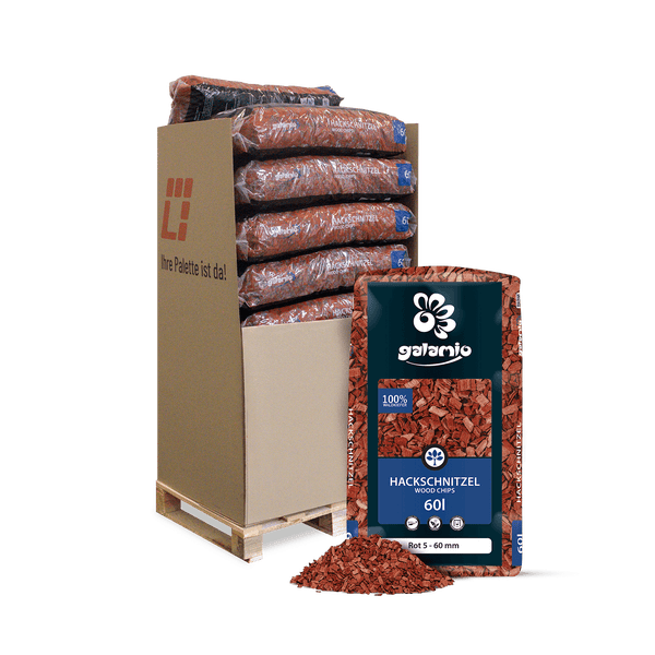 Galamio Hackschnitzel Sack 60 Liter, roter Farbton, Größe 5 bis 60 Millimeter