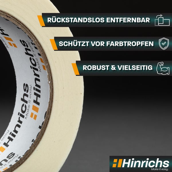 Malerkrepp Klebeband Rolle mit Hinrichs Logo