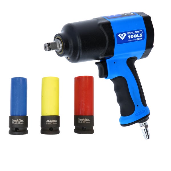 BRILLIANT TOOLS Druckluft-Schlagschrauber 1/2 1.450 Nm inkl. Steckschlüssel-Set
