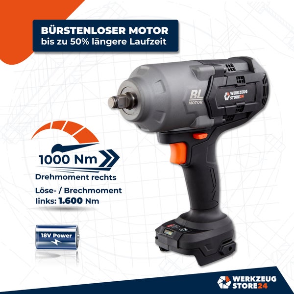 Akku-Drehschlagschrauber mit bürstenlosem Motor und 18 Volt Akku