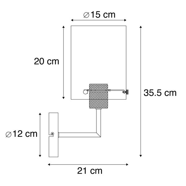 Technische Zeichnung einer Wandleuchte mit Maßangaben