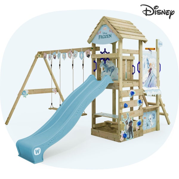 WICKEY Spielturm Disney Die Eiskönigin Adventure mit Rutsche und Doppelschaukel