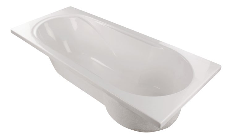 Calmwaters® Badewanne mit Dusche Komplettset 180x80 cm mit Wannenträger & Ablaufgarnitur, Acrylwanne Modern Small 2, Duschzone, Set Badewanne komplett 180 x 80, Duschbadewanne für 2 Weiß, 99000167