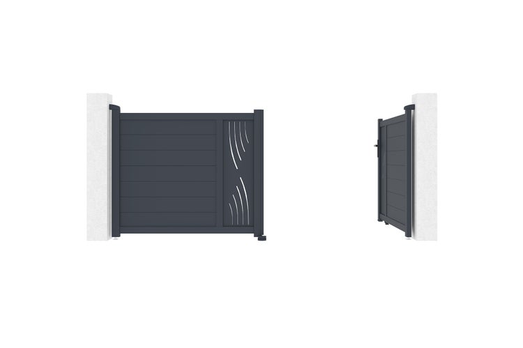 Flügeltor 3m VELETA H.120 graues Aluminium