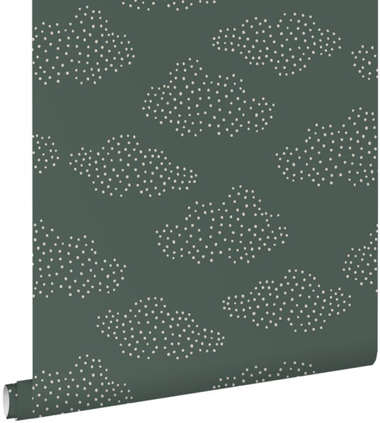 ESTAhome Tapete kleine Wolken Seegrün - 50 x 900 cm - 139981